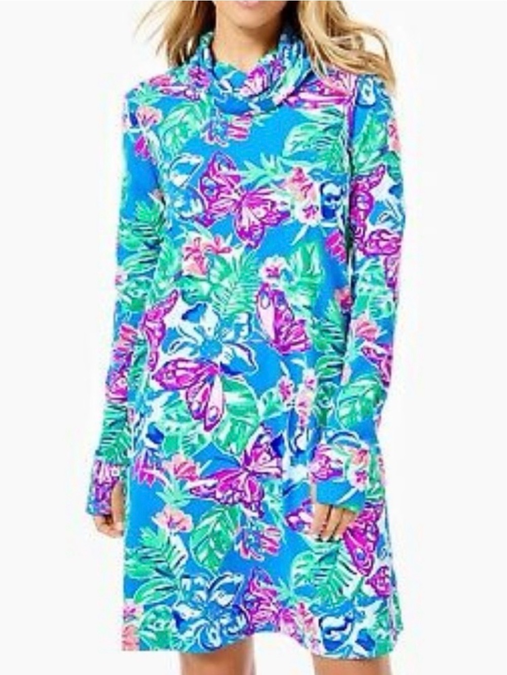 Lilly Pulitzer UPF 50+ Chilly Lilly Lilshield Dress pundy blue isle Be Back NWT